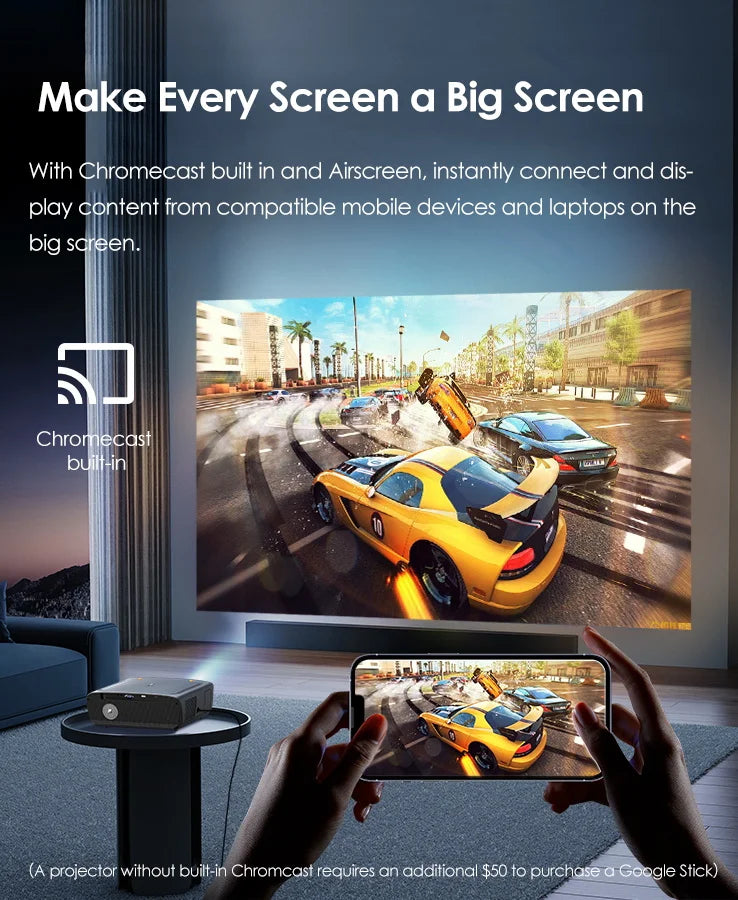 CAIWEI S7+ 4K Ultra HD Projector Video 3500 ANSI Home Theater Android for Movies Auto Focus Smart TV Beam Projectors for Outdoor