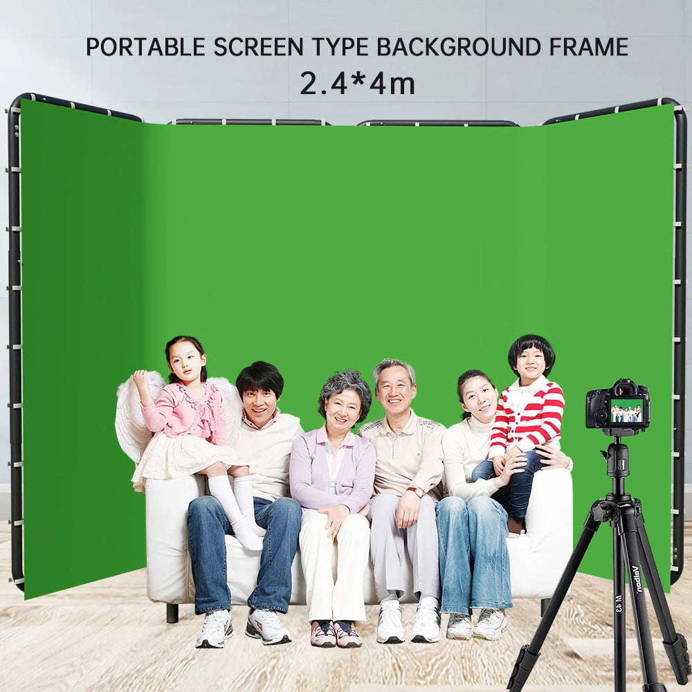 2.4x4 Background Frame black/white/Green/gray Screen Wall Foldable For Tiktok Live Photo Studio Kit Chromakey Green Screen Frame