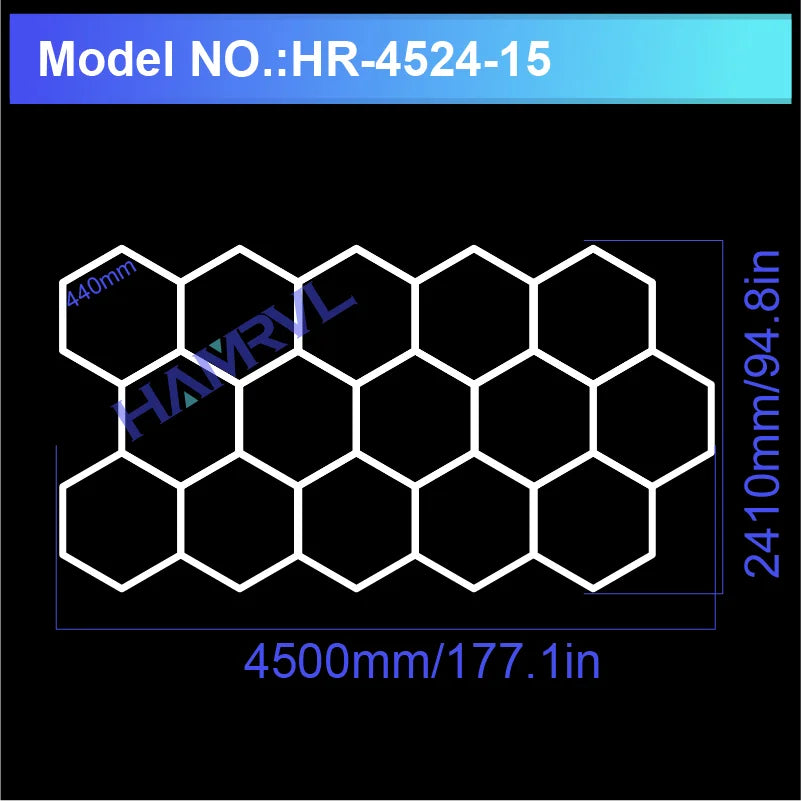 Garage Lights Hexagon Lamp 110-240V LED Tube Honeycomb Barbershop Ceiling Lighting For Workshop 4S Car Show Auto Body Repair Gym