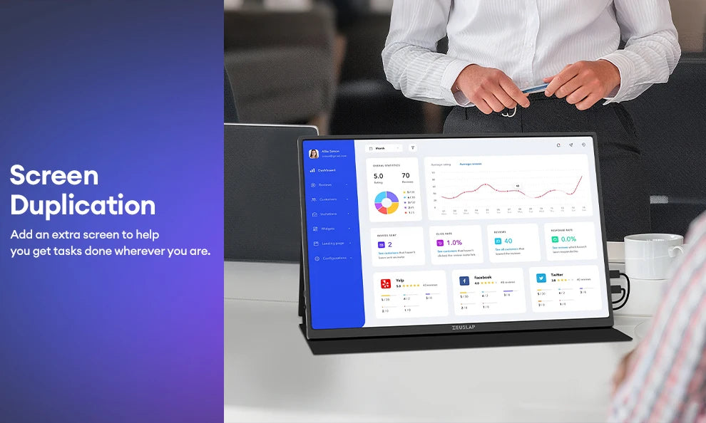 ZEUSLAP 16" 2.5K 144hz Portable Monitor 2560*1600 16:10 100%sRGB 500Cd/m²  Travel Gaming Display for Laptop Switch ps4 ps5 Xbox