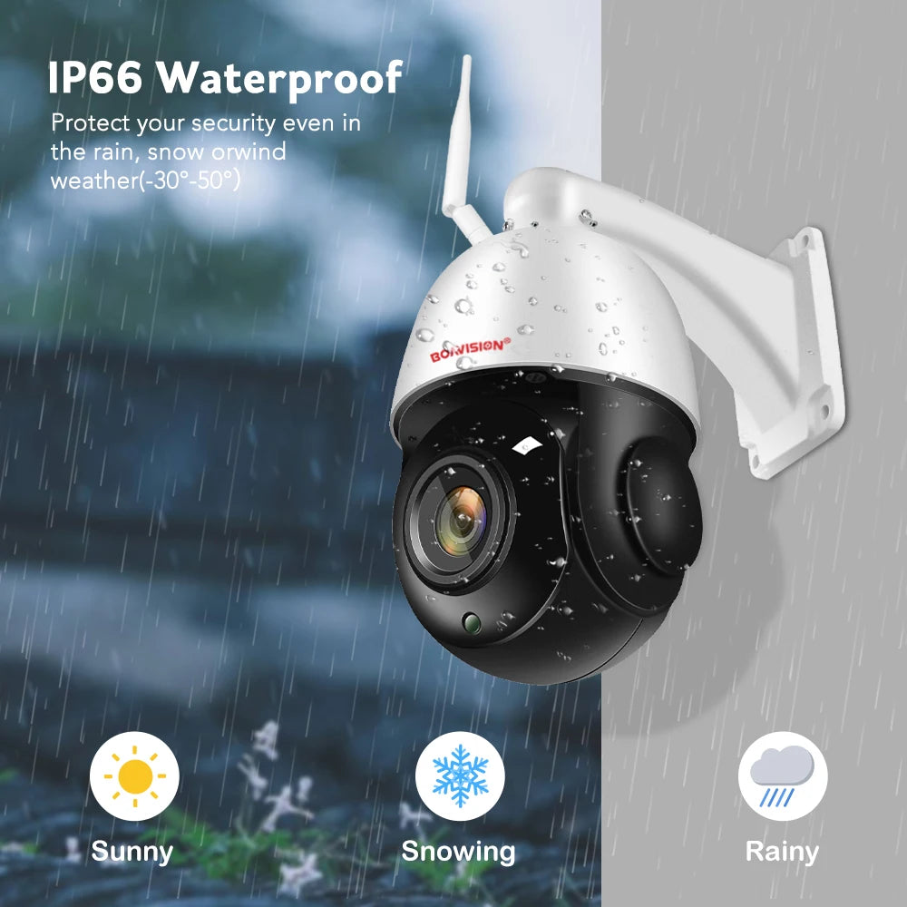 Outdoor IP Camera 8MP 5MP 4G Sim Card WIFI POE AI Auto Tracking 30X Zoom PTZ Speed Dome Two Way Audio IR 80m Surveillance Camera