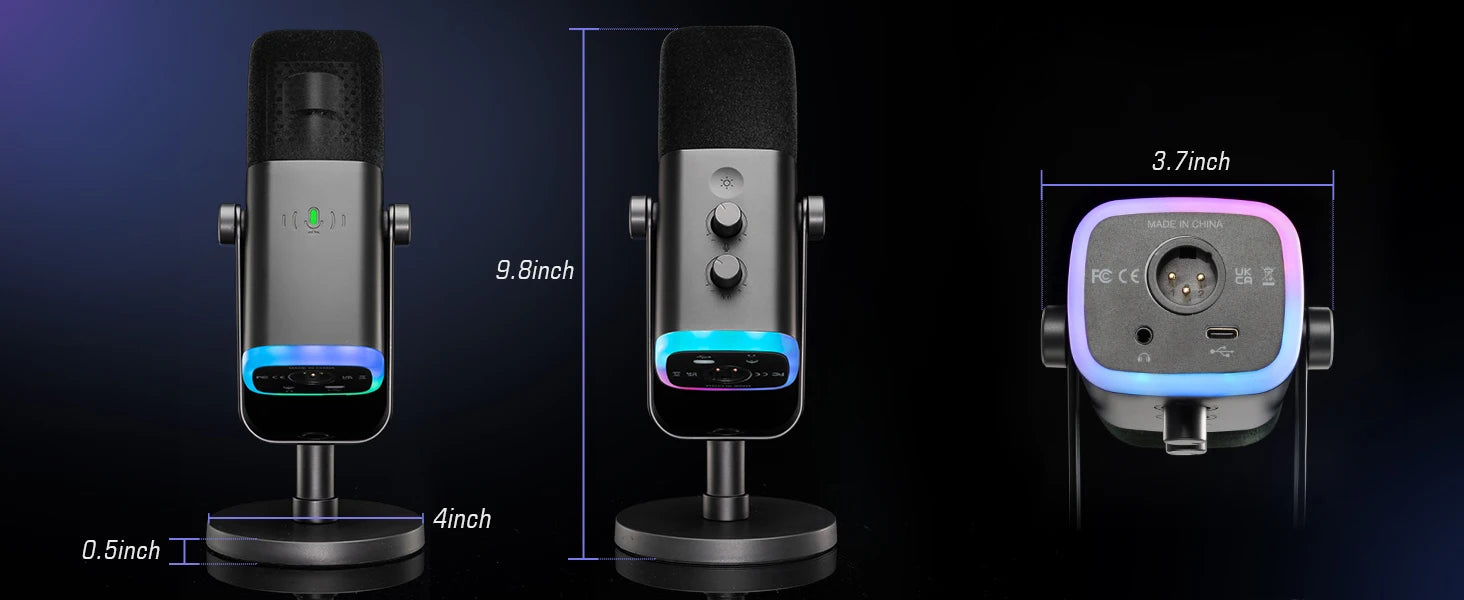 FIFINE USB/XLR Dynamic Microphone with Touch Mute Button,Headphone jack,I/O Controls,for PC PS5/4 mixer,Gaming MIC Ampligame AM8
