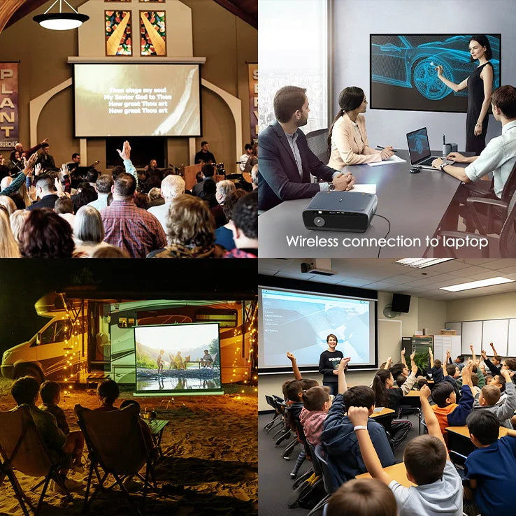 CAIWEI S7+ 4K Ultra HD Projector Video 3500 ANSI Home Theater Android for Movies Auto Focus Smart TV Beam Projectors for Outdoor