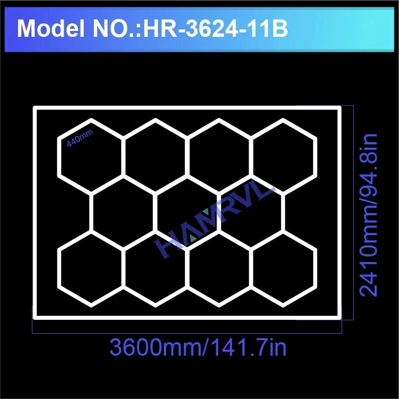 Garage Lights Hexagon Lamp 110-240V LED Tube Honeycomb Barbershop Ceiling Lighting For Workshop 4S Car Show Auto Body Repair Gym