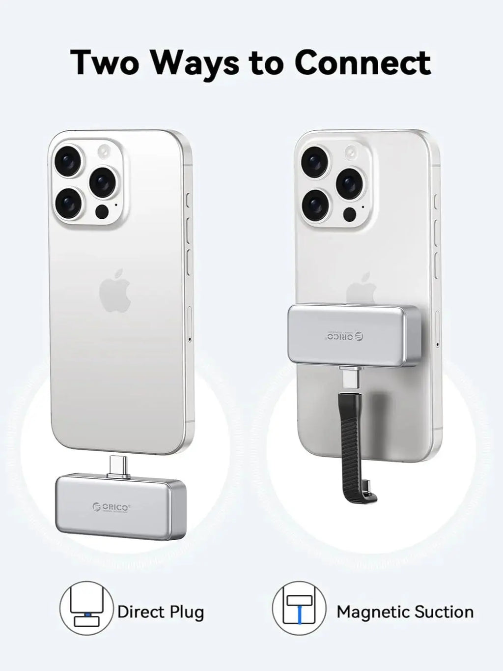 ORICO FlashPod 1TB MINI Magnetic Portable SSD Up to 2000MB/s ProRes with Direct Plug for iPhone 15 16 Series, Tablets, Laptop