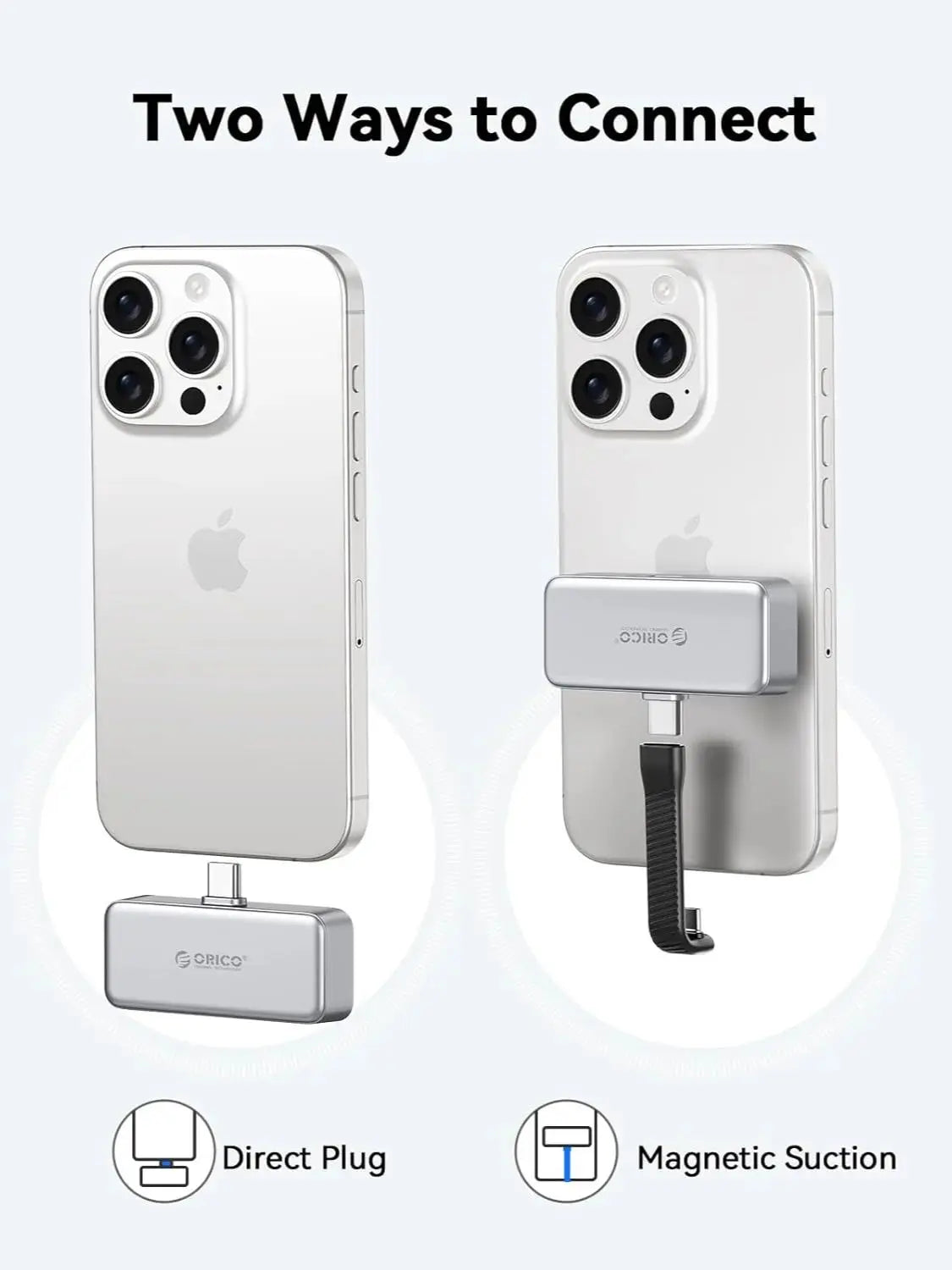 ORICO FlashPod 1TB MINI Magnetic Portable SSD Up to 2000MB/s ProRes with Direct Plug for iPhone 15 16 Series, Tablets, Laptop