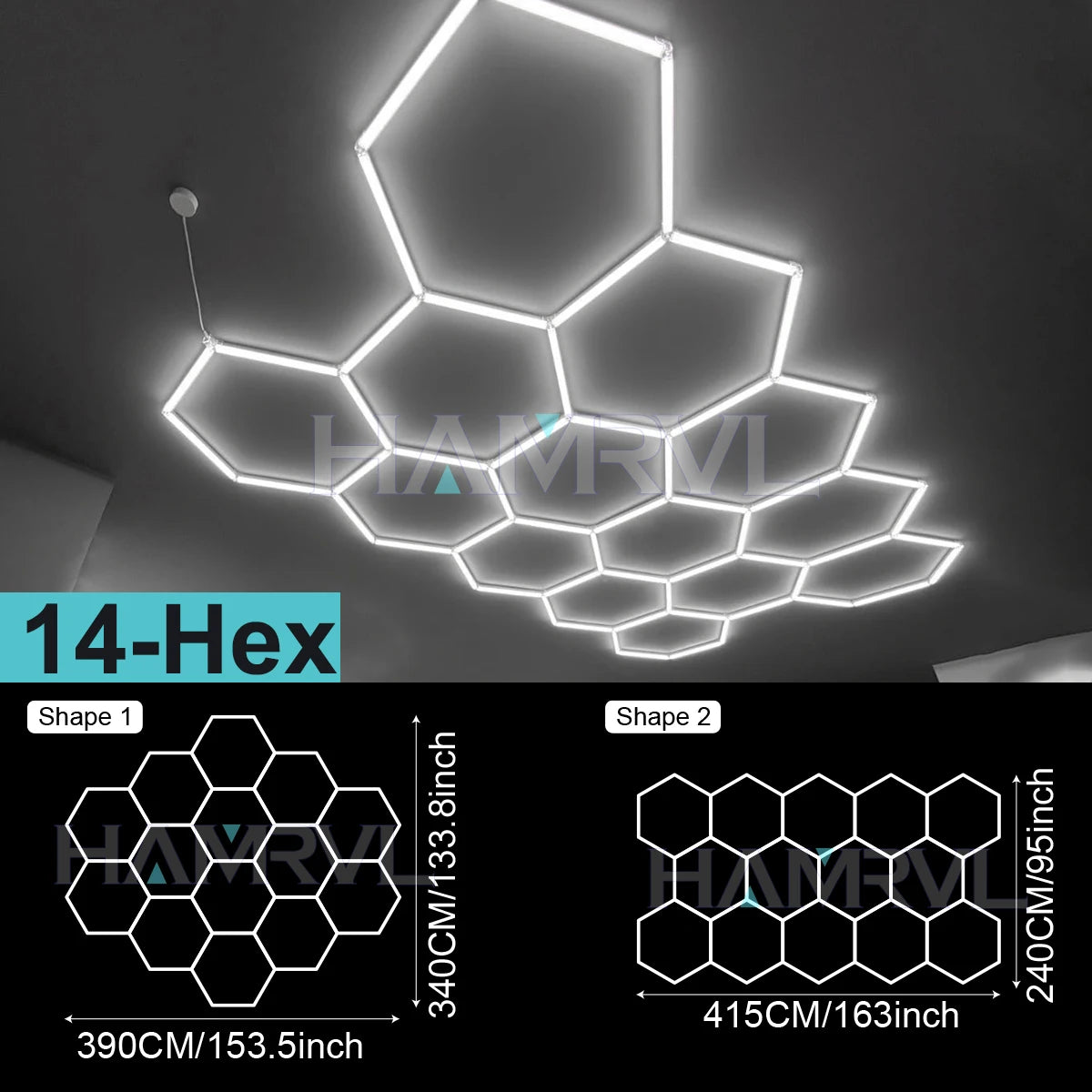 Garage Lights Hexagon Lamp 110-240V LED Tube Honeycomb Barbershop Ceiling Lighting For Workshop 4S Car Show Auto Body Repair Gym