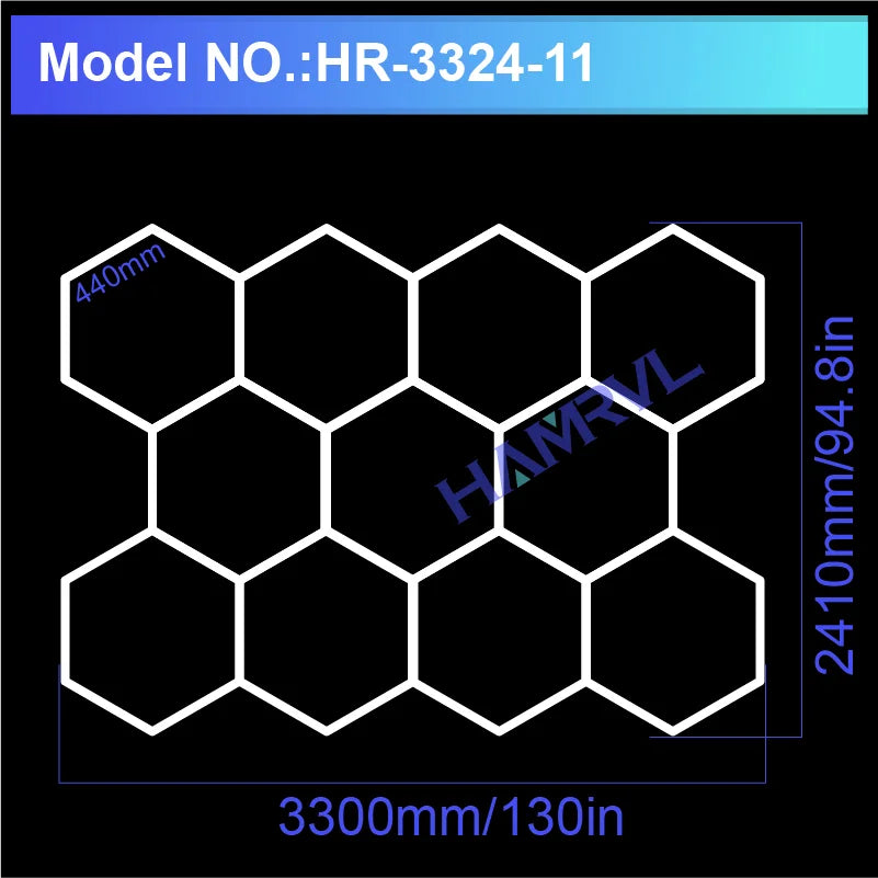 Garage Lights Hexagon Lamp 110-240V LED Tube Honeycomb Barbershop Ceiling Lighting For Workshop 4S Car Show Auto Body Repair Gym