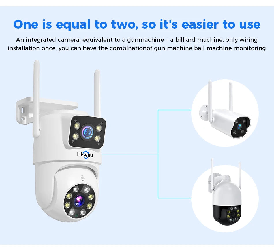 Hiseeu 3K 6MP Dual Lens WiFi CCTV Surveillance Kit Automatic Tracking Color Night Vision P2P 16CH NVR IP Cameras Security System