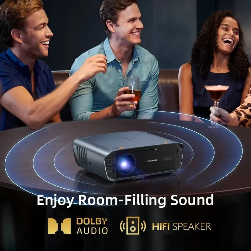 CAIWEI S7+ 4K Ultra HD Projector Video 3500 ANSI Home Theater Android for Movies Auto Focus Smart TV Beam Projectors for Outdoor