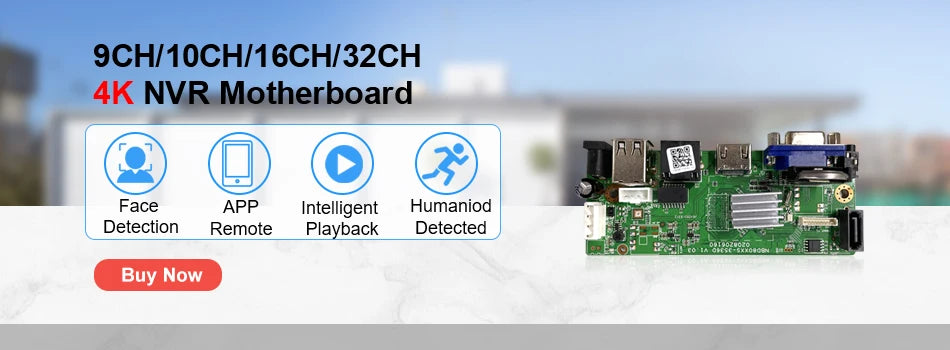 Smar H.265 Max 4K Output CCTV NVR Face Detection 9CH 10CH /16CH 32CH  4K Security Video Recorder Motion Detect P2P Onvif XMEYE