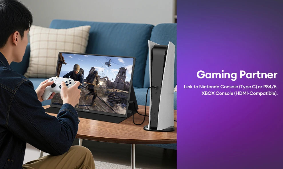ZEUSLAP 16" 2.5K 144hz Portable Monitor 2560*1600 16:10 100%sRGB 500Cd/m²  Travel Gaming Display for Laptop Switch ps4 ps5 Xbox