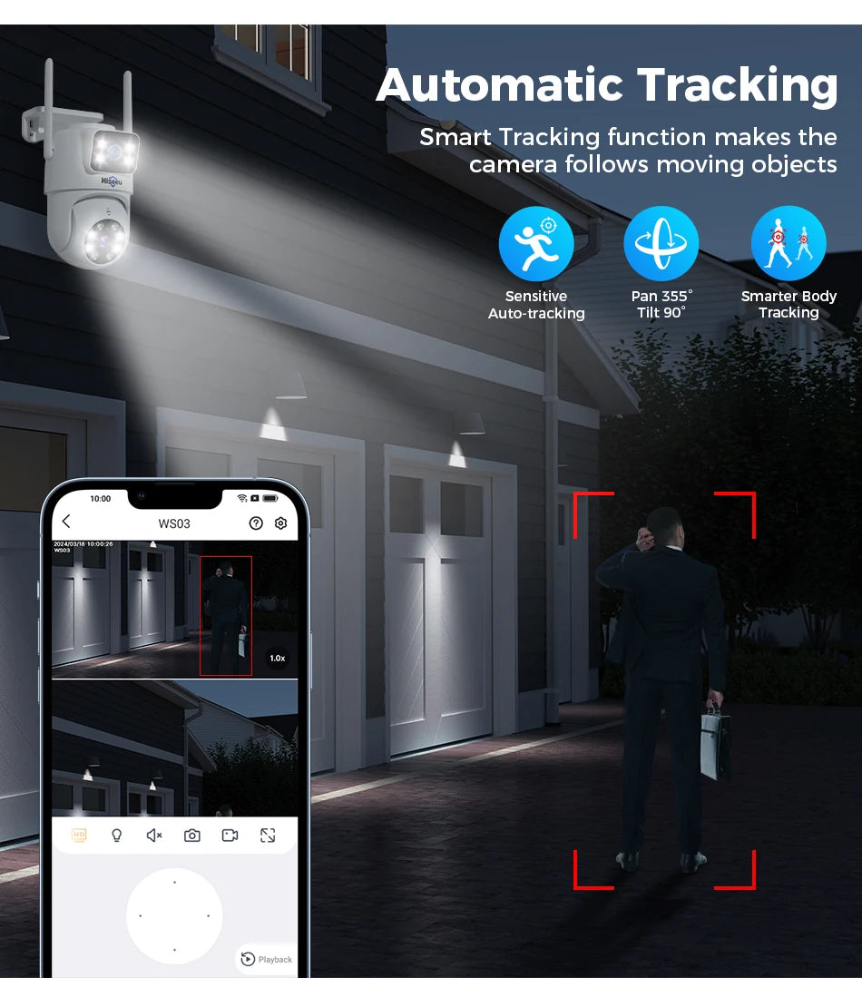 Hiseeu 3K 6MP Dual Lens WiFi CCTV Surveillance Kit Automatic Tracking Color Night Vision P2P 16CH NVR IP Cameras Security System