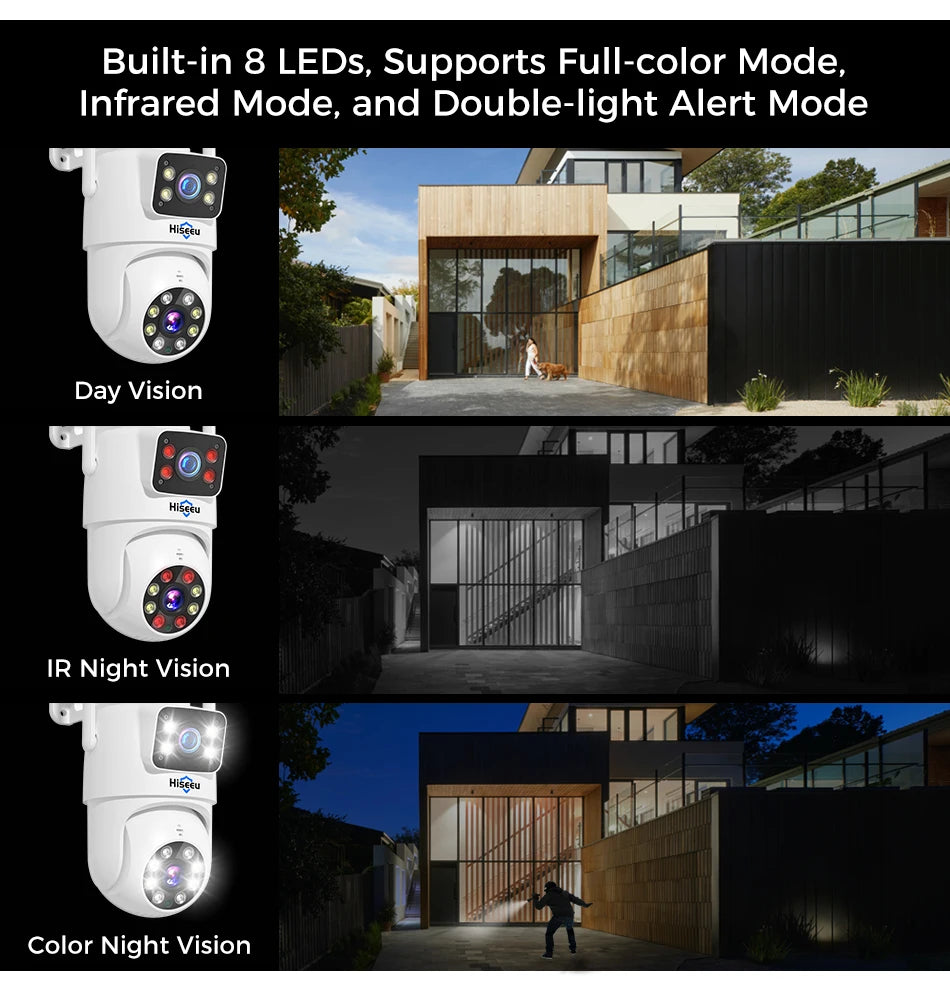 Hiseeu 3K 6MP Dual Lens WiFi CCTV Surveillance Kit Automatic Tracking Color Night Vision P2P 16CH NVR IP Cameras Security System