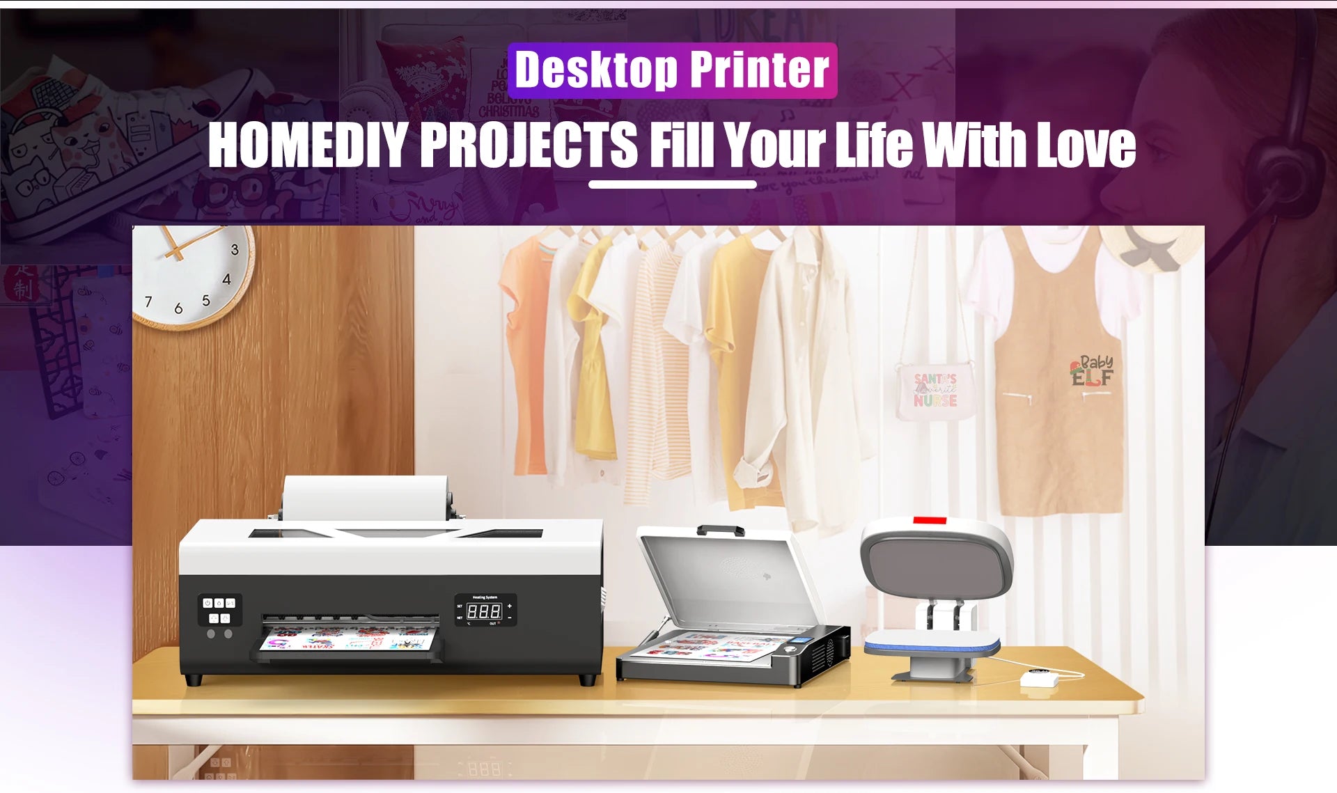 A4 DTF Printer for Epson L805 Printhead 8.5inch Roll DTF Printer Direct to Film DTF Printer For Clothes tshirt Printing Machine