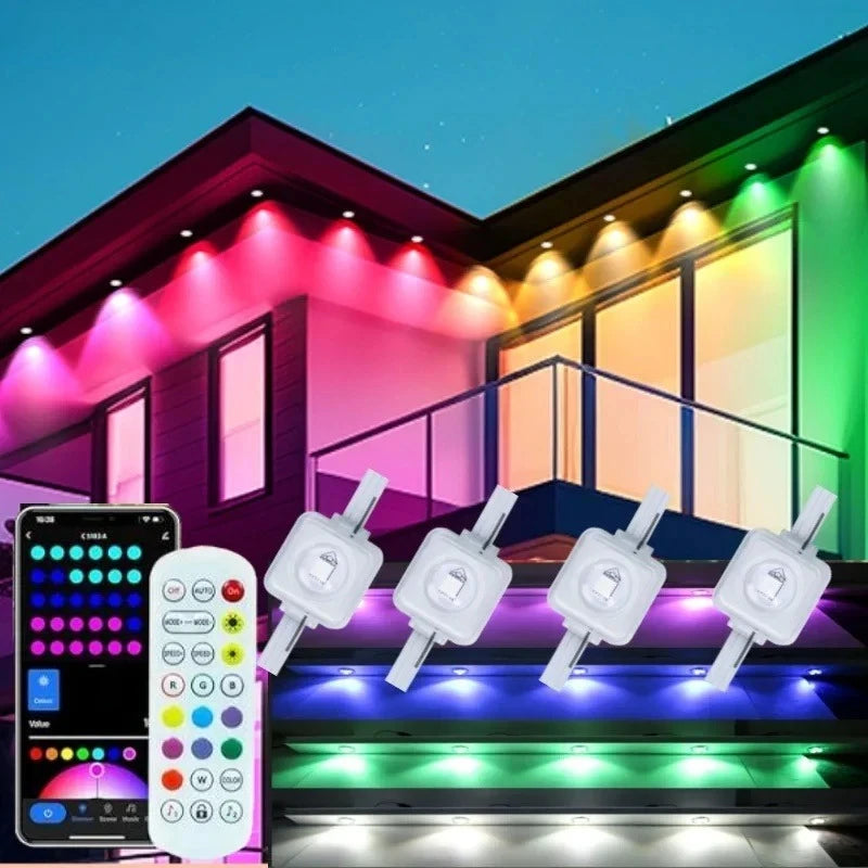 500FT Smart RGB Eave Lights App & Remote IP67 Permanent Outdoor LED String Lights Home New Year Christmas Birthday DIY Lighting