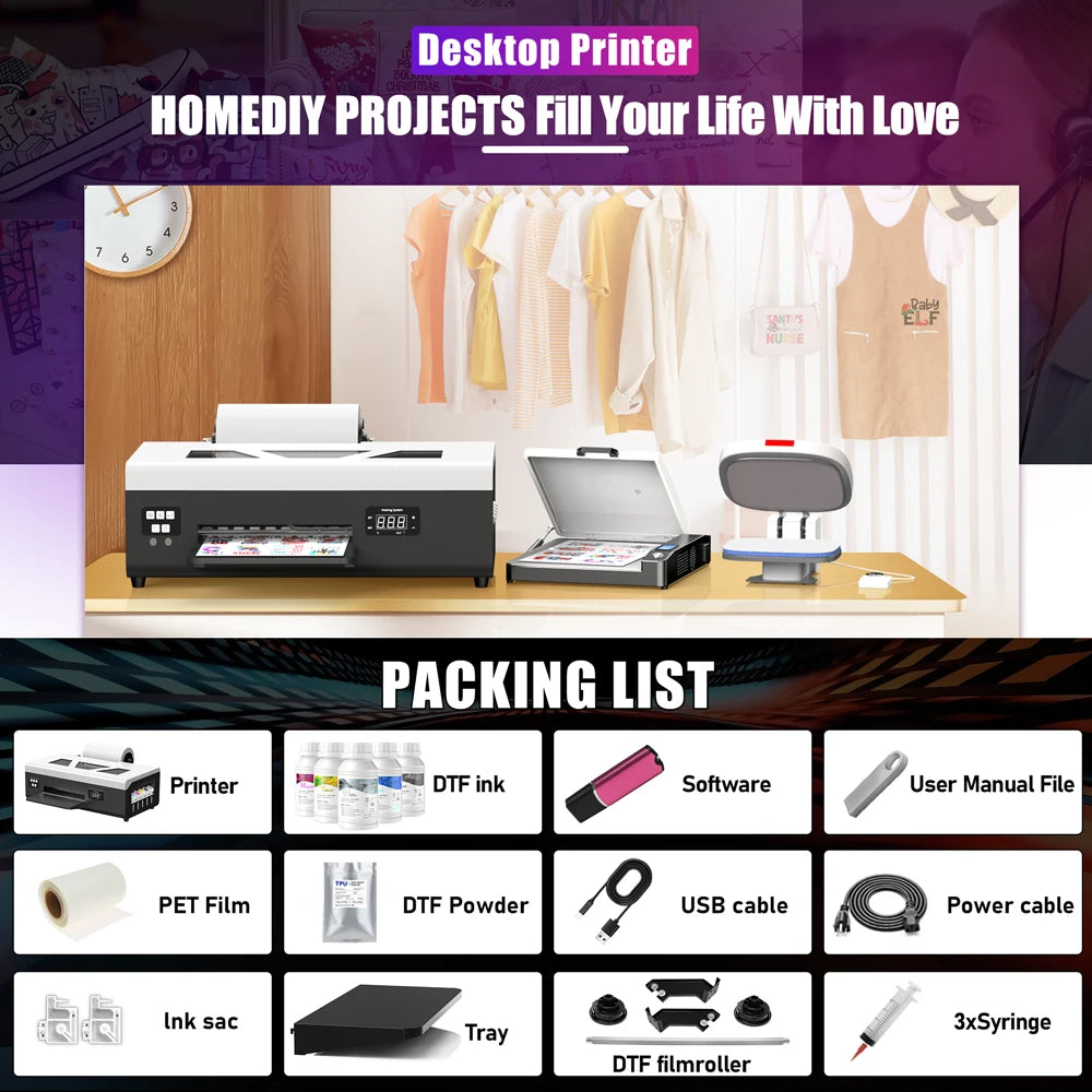A4 DTF Printer for Epson L805 Printhead 8.5inch Roll DTF Printer Direct to Film DTF Printer For Clothes tshirt Printing Machine