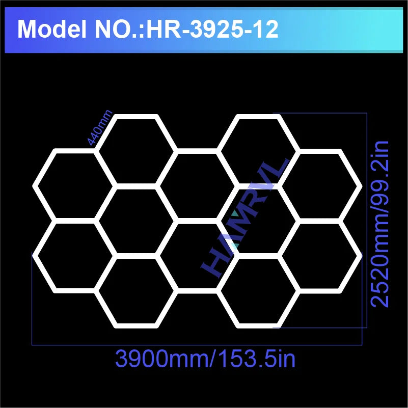 Garage Lights Hexagon Lamp 110-240V LED Tube Honeycomb Barbershop Ceiling Lighting For Workshop 4S Car Show Auto Body Repair Gym