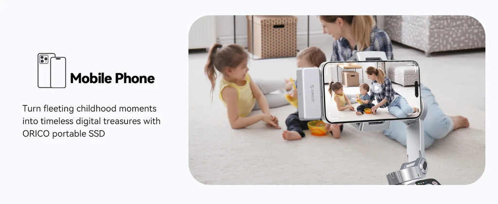 ORICO FlashPod 1TB MINI Magnetic Portable SSD Up to 2000MB/s ProRes with Direct Plug for iPhone 15 16 Series, Tablets, Laptop