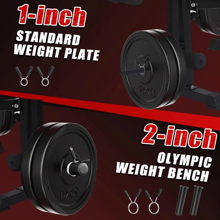 1500LBS 8 in 1 Olympic Weight Bench Set with Leg Extension/Curl and Preacher Curl, Bench Press Set and barbell Rack with Safety