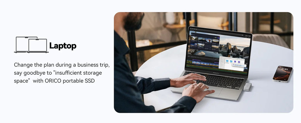 ORICO FlashPod 1TB MINI Magnetic Portable SSD Up to 2000MB/s ProRes with Direct Plug for iPhone 15 16 Series, Tablets, Laptop