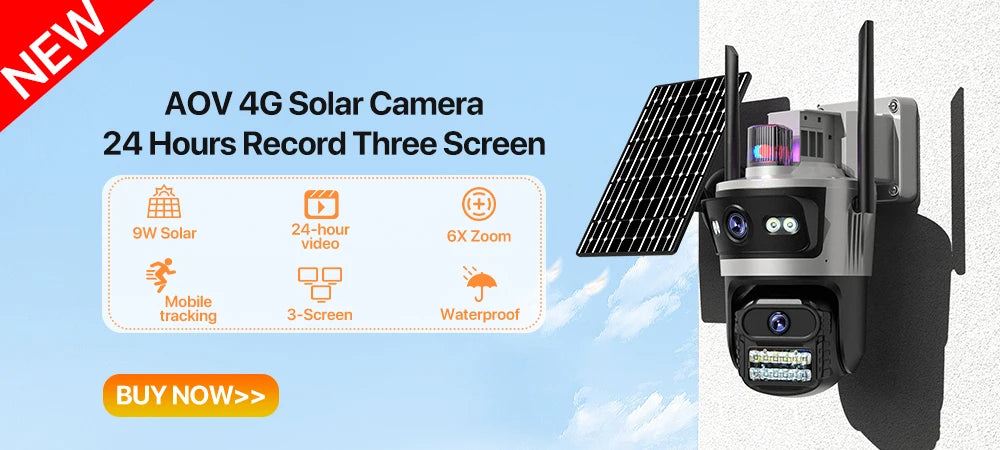 WONSDAR Three Screen WIFI IP Camera Outdoor  Dual Lens Camera Ai Human Detection Waterproof CCTV Video Security Camera iCsee