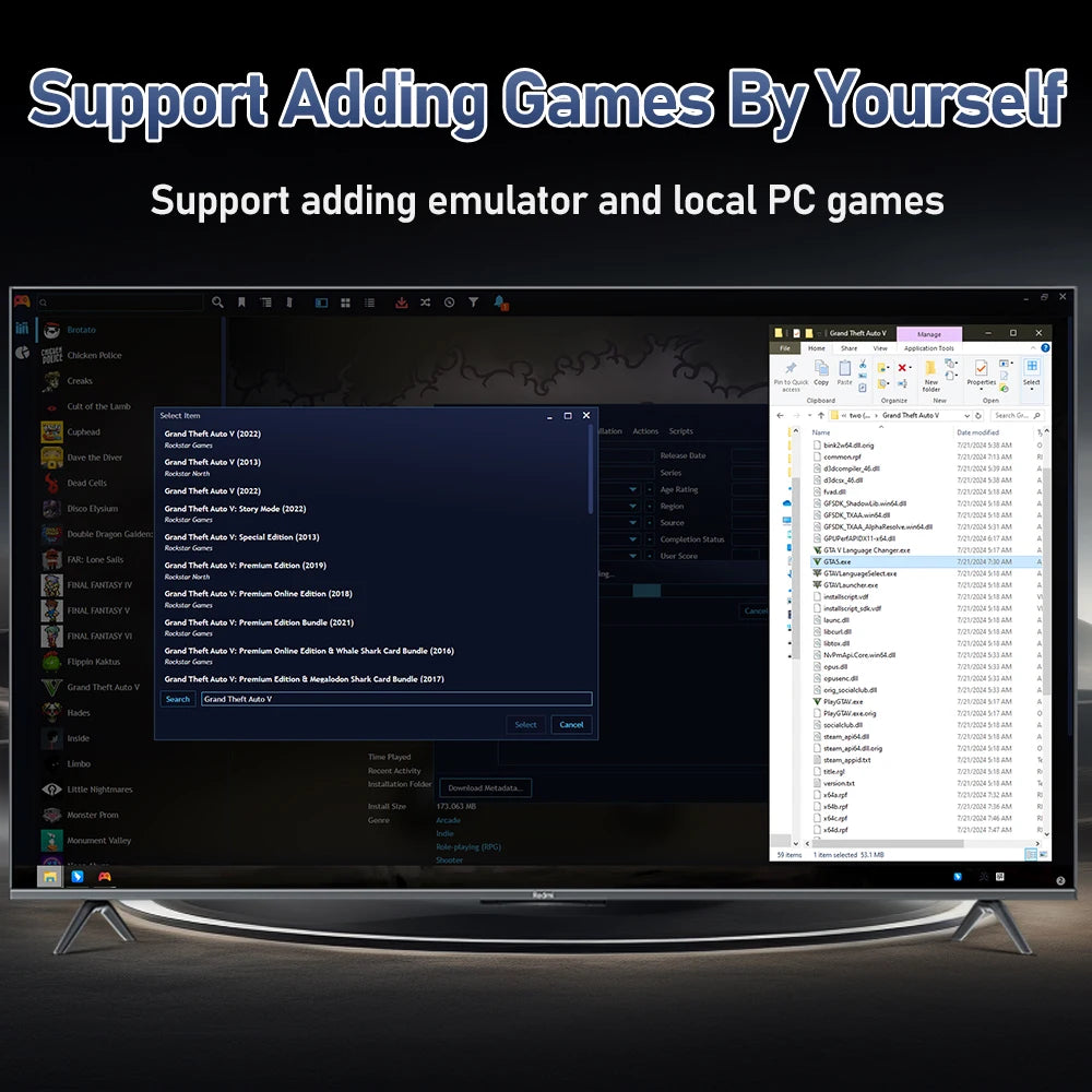 Mix 500GB Gaming HDD Retro Video Game Console Retrobat＆Playnite＆Launchbox OS for XBOX/PS3/PS2/Switch/Wii/WiiU with 38000+Games