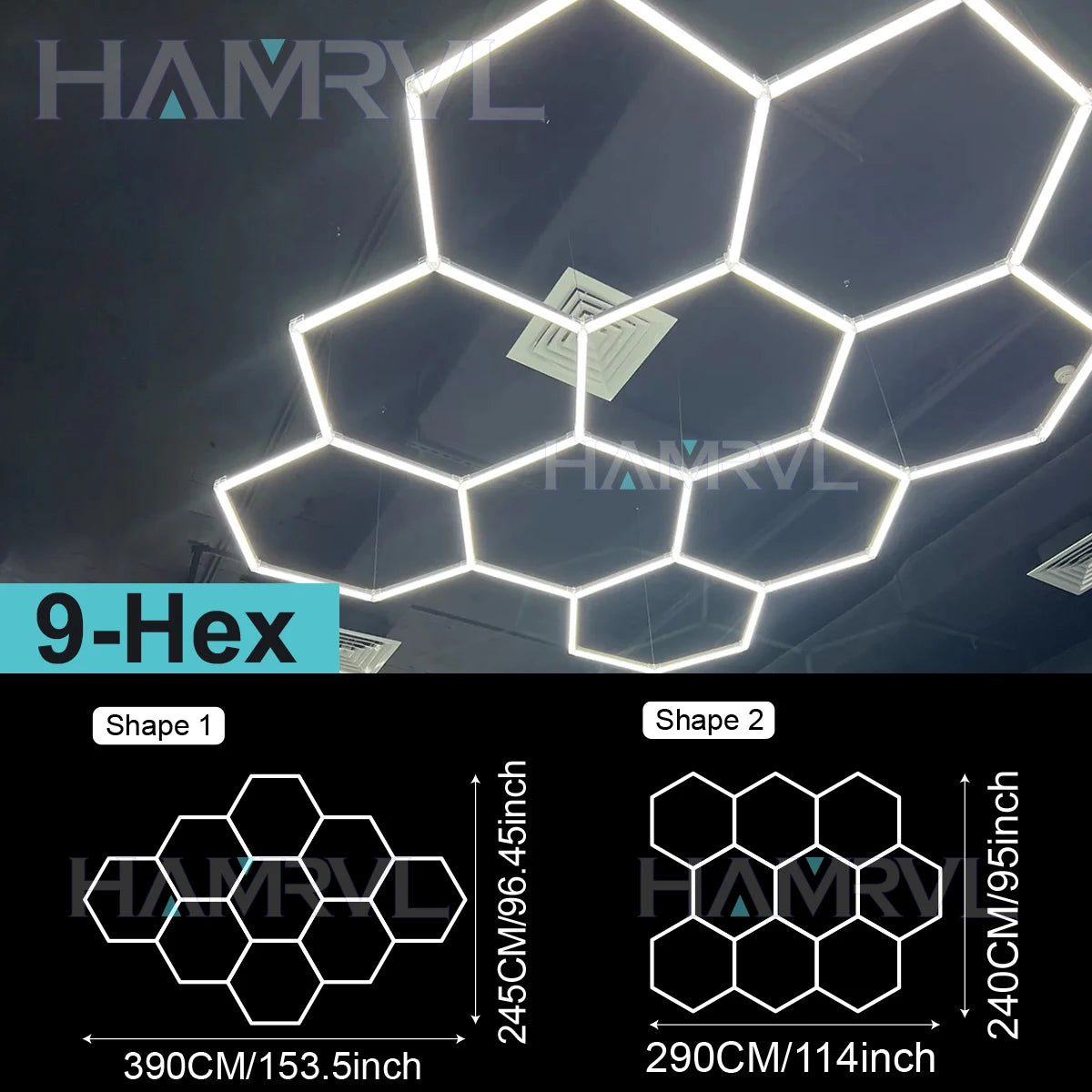 Garage Lights Hexagon Lamp 110-240V LED Tube Honeycomb Barbershop Ceiling Lighting For Workshop 4S Car Show Auto Body Repair Gym