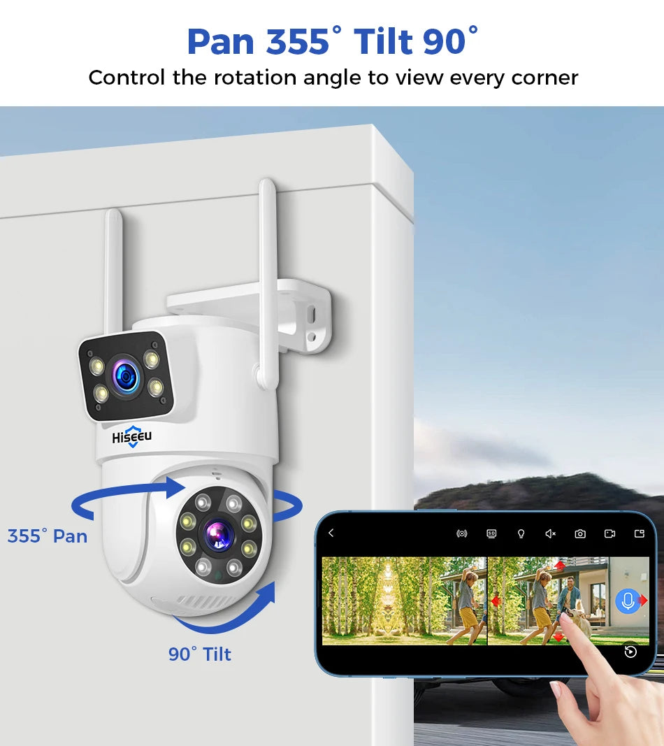 Hiseeu 3K 6MP Dual Lens WiFi CCTV Surveillance Kit Automatic Tracking Color Night Vision P2P 16CH NVR IP Cameras Security System