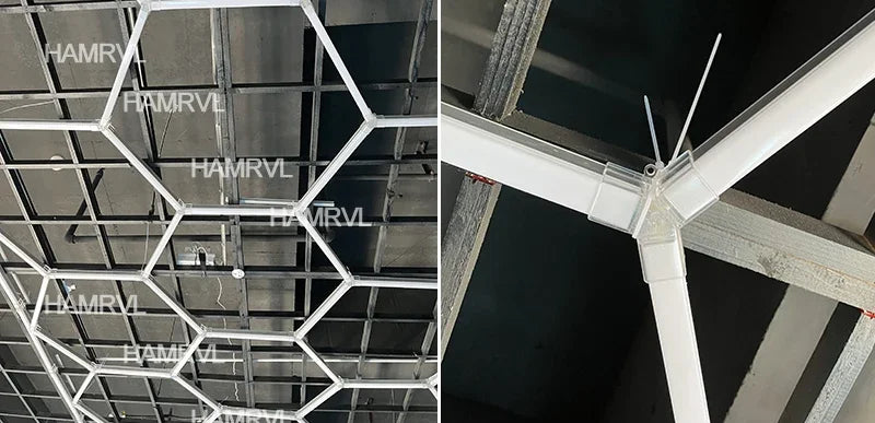 Garage Lights Hexagon Lamp 110-240V LED Tube Honeycomb Barbershop Ceiling Lighting For Workshop 4S Car Show Auto Body Repair Gym