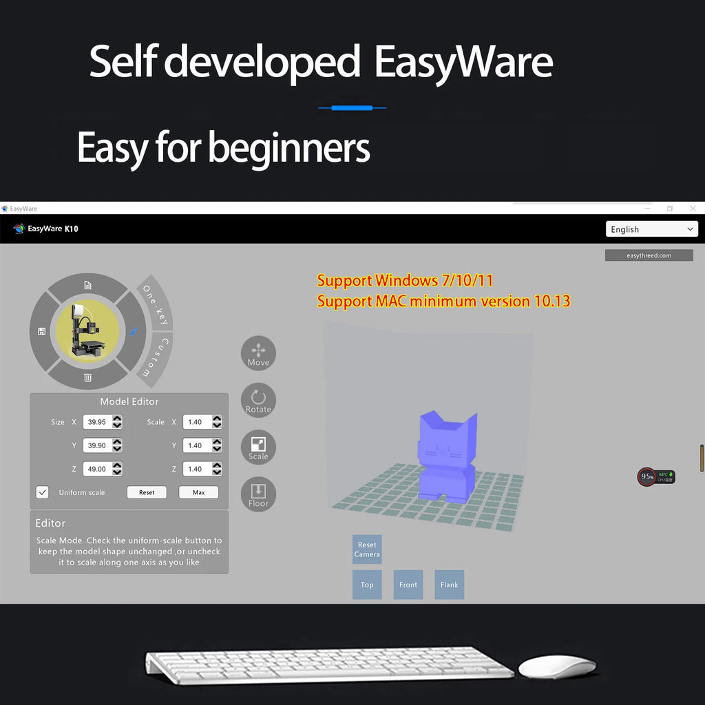 EasyThreed 3D Printer  Entry Level  Compatible with PLA TPU 1.75mm Filament  include Power Adaptor.