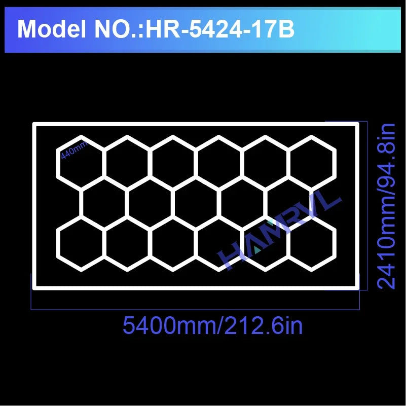 Garage Lights Hexagon Lamp 110-240V LED Tube Honeycomb Barbershop Ceiling Lighting For Workshop 4S Car Show Auto Body Repair Gym