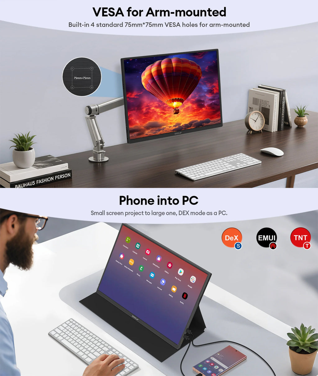 ZEUSLAP 16" Touch Screen Portable Monitor 100%sRGB 1200P IPS Travel Display for Steam Deck Laptop Switch PS4 PS5 Xbox