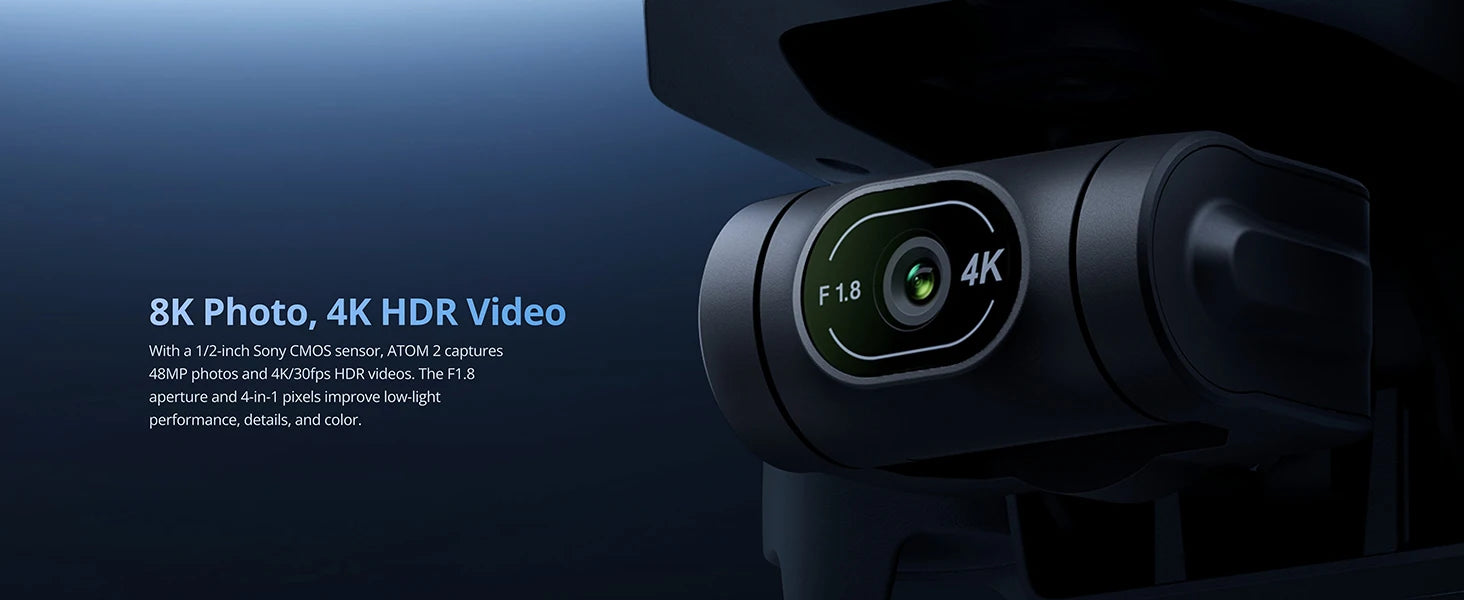 Potensic C0 ATOM 2 Drone with PTD 1 Remote Control 4K Video, 8K Photo Camera 10KM 2.7K Vertical Shoot, AI Night Shoting AI Track