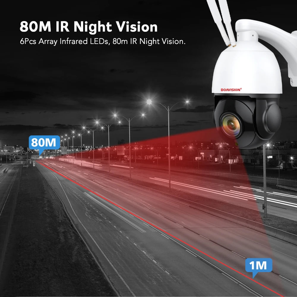 Outdoor IP Camera 8MP 5MP 4G Sim Card WIFI POE AI Auto Tracking 30X Zoom PTZ Speed Dome Two Way Audio IR 80m Surveillance Camera