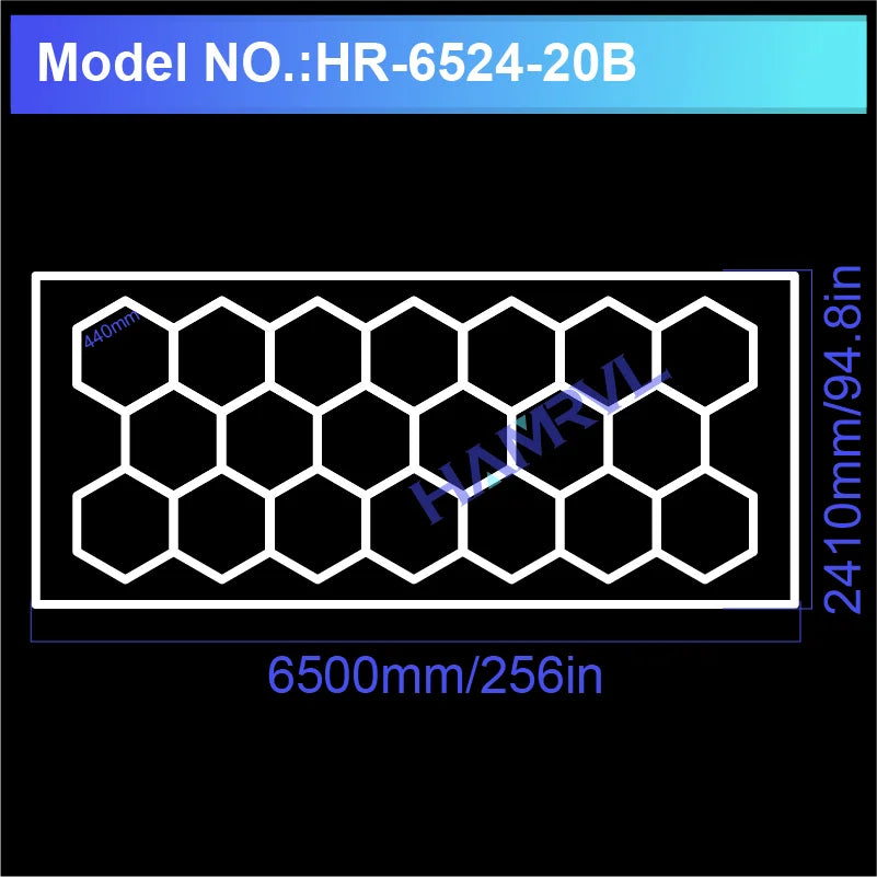Garage Lights Hexagon Lamp 110-240V LED Tube Honeycomb Barbershop Ceiling Lighting For Workshop 4S Car Show Auto Body Repair Gym