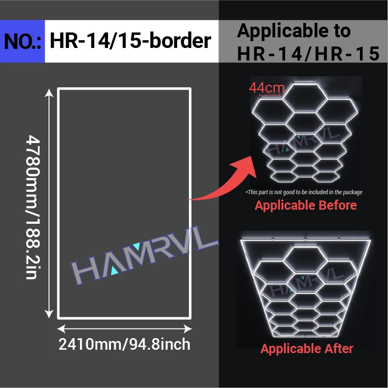 Garage Lights Hexagon Lamp 110-240V LED Tube Honeycomb Barbershop Ceiling Lighting For Workshop 4S Car Show Auto Body Repair Gym