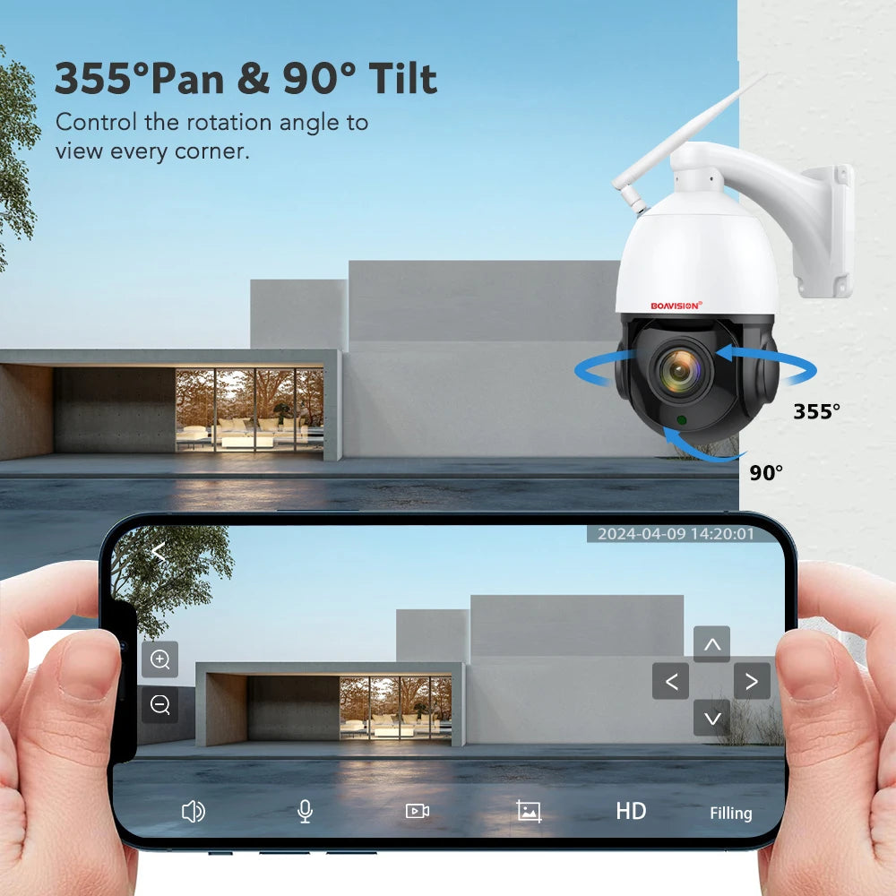 Outdoor IP Camera 8MP 5MP 4G Sim Card WIFI POE AI Auto Tracking 30X Zoom PTZ Speed Dome Two Way Audio IR 80m Surveillance Camera