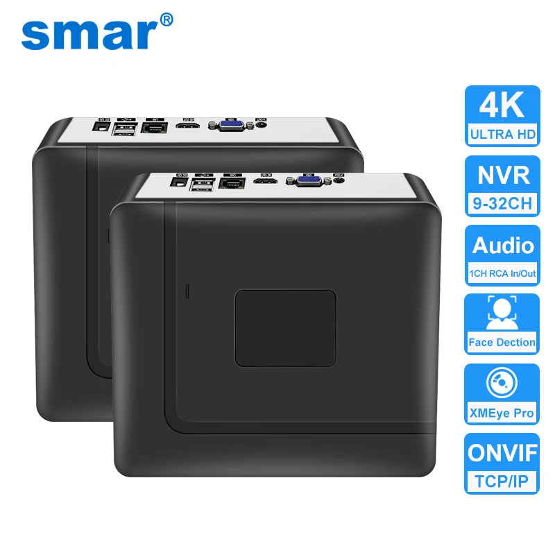 Smar H.265 Max 4K Output CCTV NVR Face Detection 9CH 10CH /16CH 32CH  4K Security Video Recorder Motion Detect P2P Onvif XMEYE