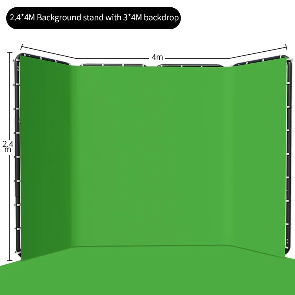 2.4x4 Background Frame black/white/Green/gray Screen Wall Foldable For Tiktok Live Photo Studio Kit Chromakey Green Screen Frame