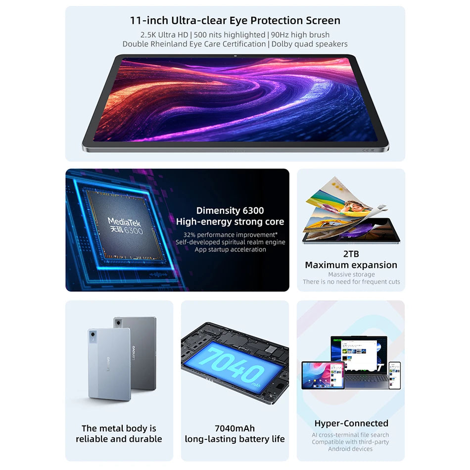 Original CN Lenovo Xiaoxin Pad 11 2025 Tab 128GB 256GB ROM MTK Dimensity 6300 11" 2.5K Screen 7040mAh WIFI Android Pads Tablet