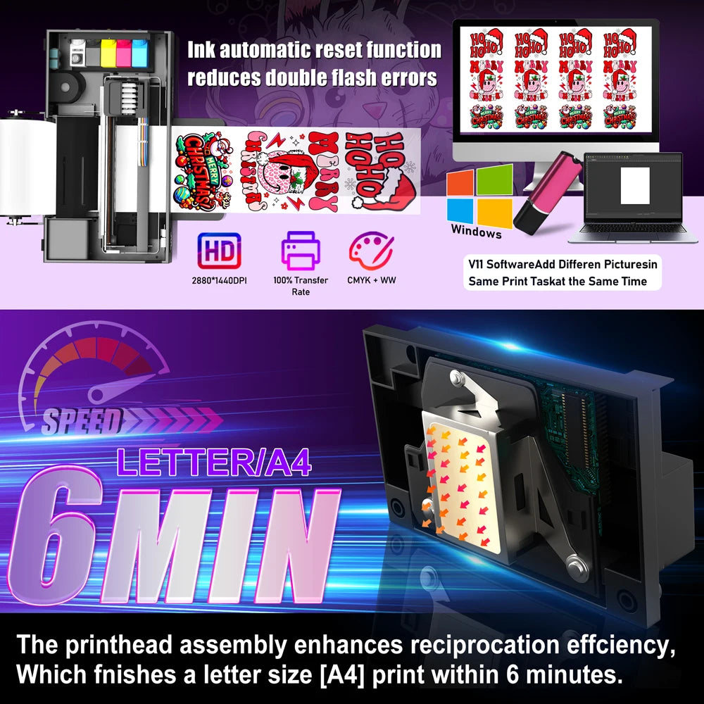 A4 DTF Printer for Epson L805 Printhead 8.5inch Roll DTF Printer Direct to Film DTF Printer For Clothes tshirt Printing Machine