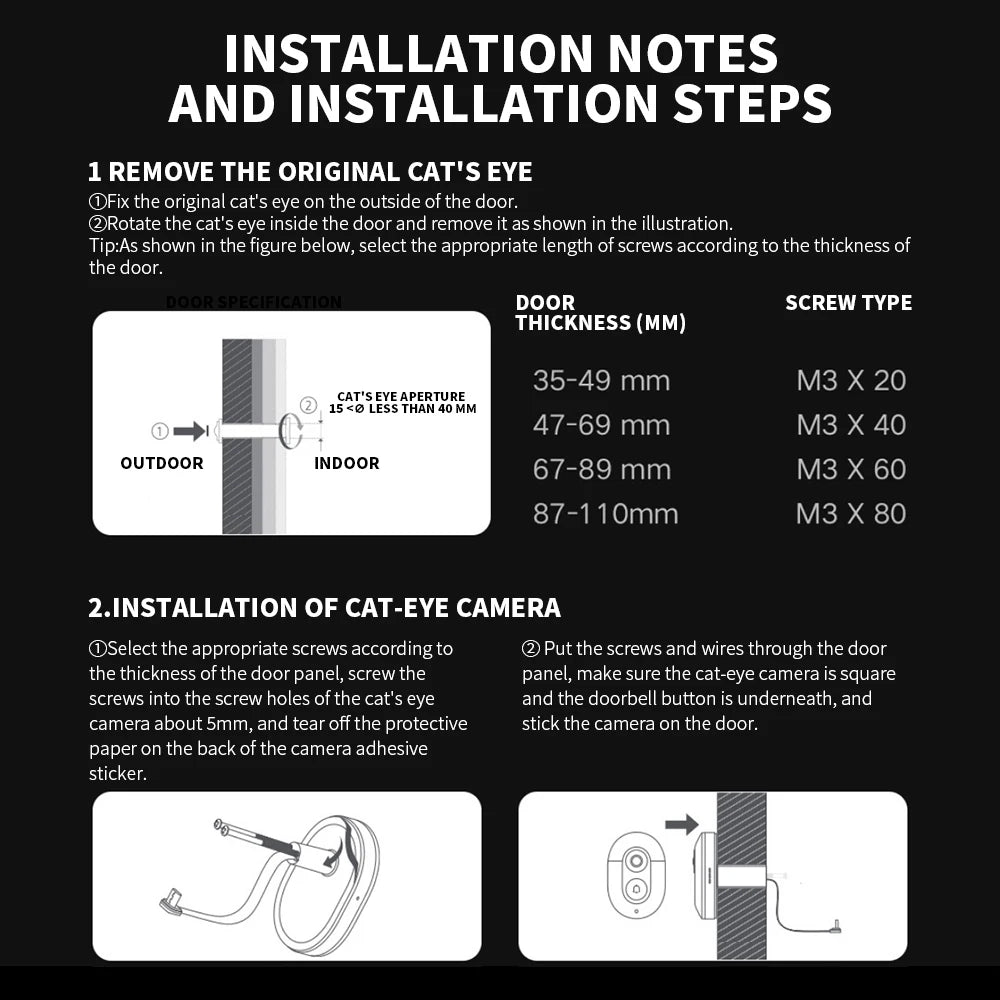 Xiaomi Smart Cat eye 2 WiFi Wireless Camera Video Peephole Doorbell 3MP HD Infrared Night Vision 180 Wide Nngle For Mi Home APP