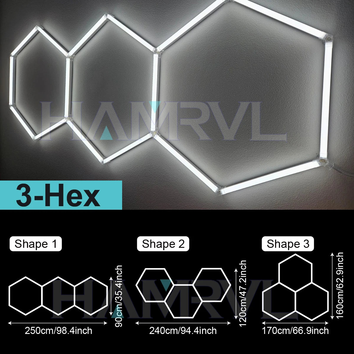 Garage Lights Hexagon Lamp 110-240V LED Tube Honeycomb Barbershop Ceiling Lighting For Workshop 4S Car Show Auto Body Repair Gym