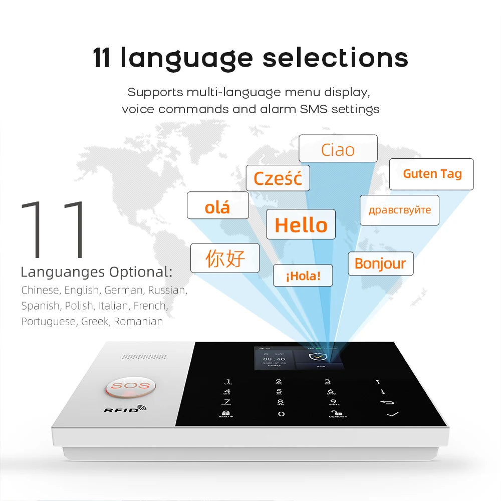 PGST Residential Tuya Smart Gsm Wifi Alarm System for Home Wireless Security Alarm House Smart Life App Control work with ALexa