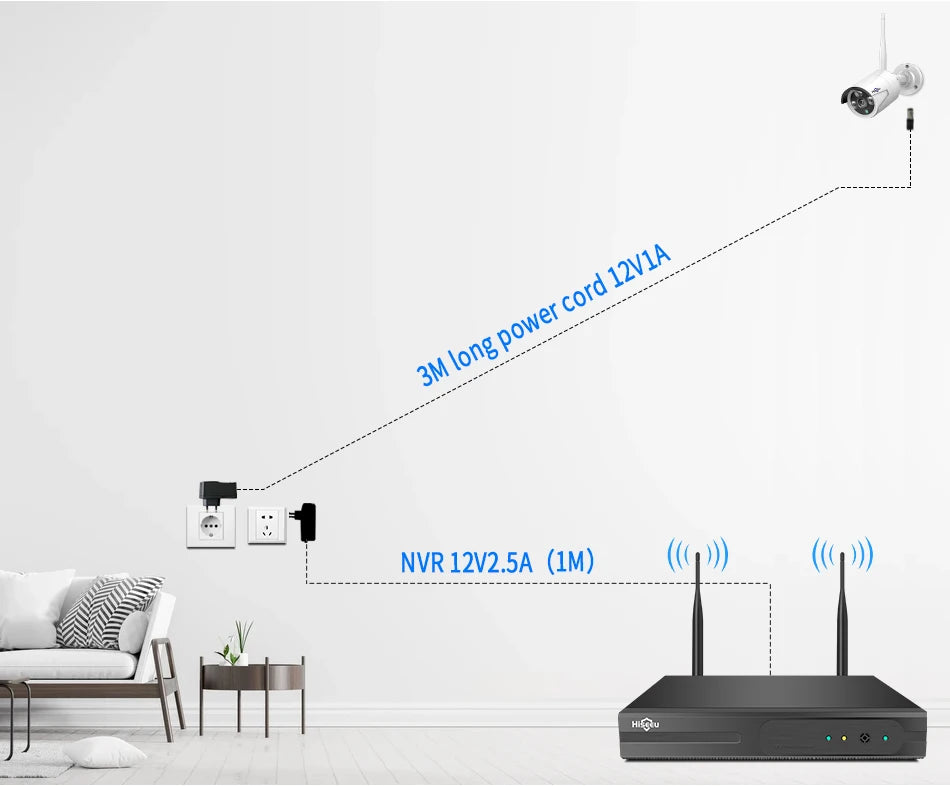 Hiseeu 3/5/8MP WIFI Security Camera Kit Night Vision One-way Audio P2P 16CH NVR Bullet Camera  Wireless CCTV Surveillance System