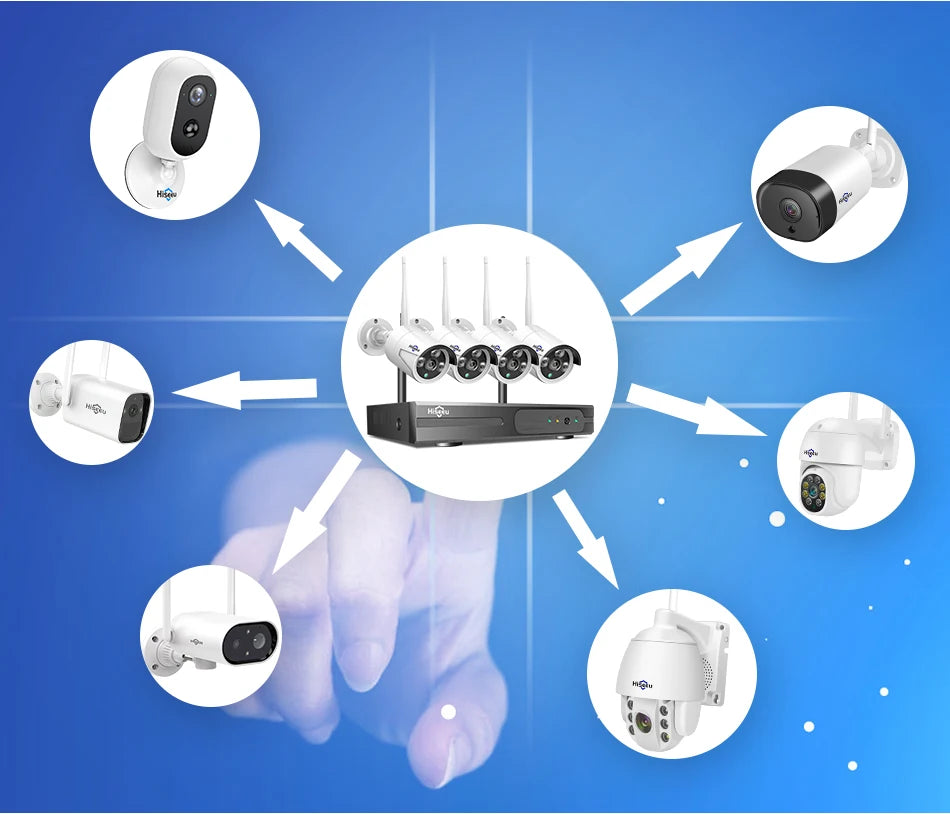 Hiseeu 3/5/8MP WIFI Security Camera Kit Night Vision One-way Audio P2P 16CH NVR Bullet Camera  Wireless CCTV Surveillance System