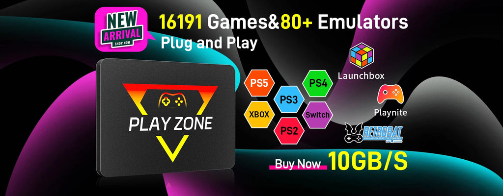 Mix 500GB Gaming HDD Retro Video Game Console Retrobat＆Playnite＆Launchbox OS for XBOX/PS3/PS2/Switch/Wii/WiiU with 38000+Games