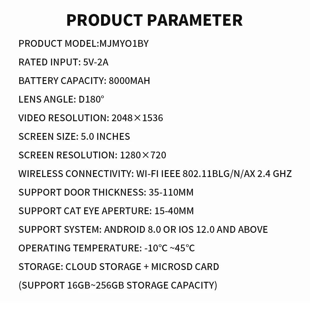 Xiaomi Smart Cat eye 2 WiFi Wireless Camera Video Peephole Doorbell 3MP HD Infrared Night Vision 180 Wide Nngle For Mi Home APP