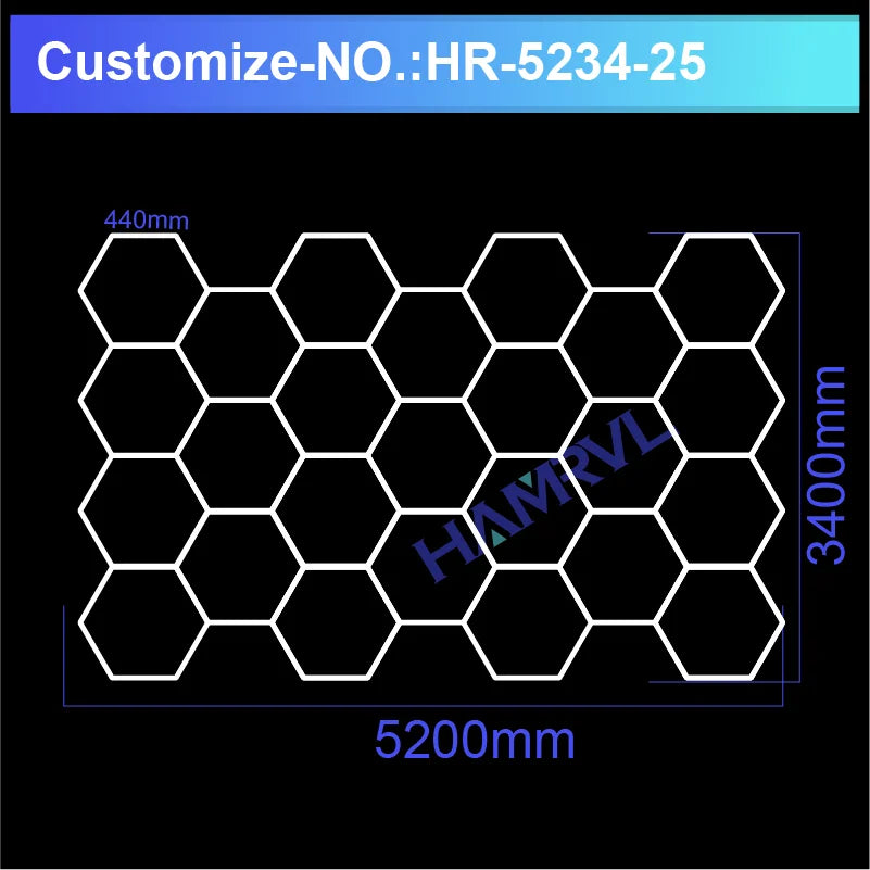 Garage Lights Hexagon Lamp 110-240V LED Tube Honeycomb Barbershop Ceiling Lighting For Workshop 4S Car Show Auto Body Repair Gym